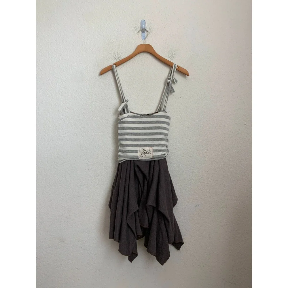 Neve Hawk Gray Striped asymmetrical tank dress Girls Size 12‎